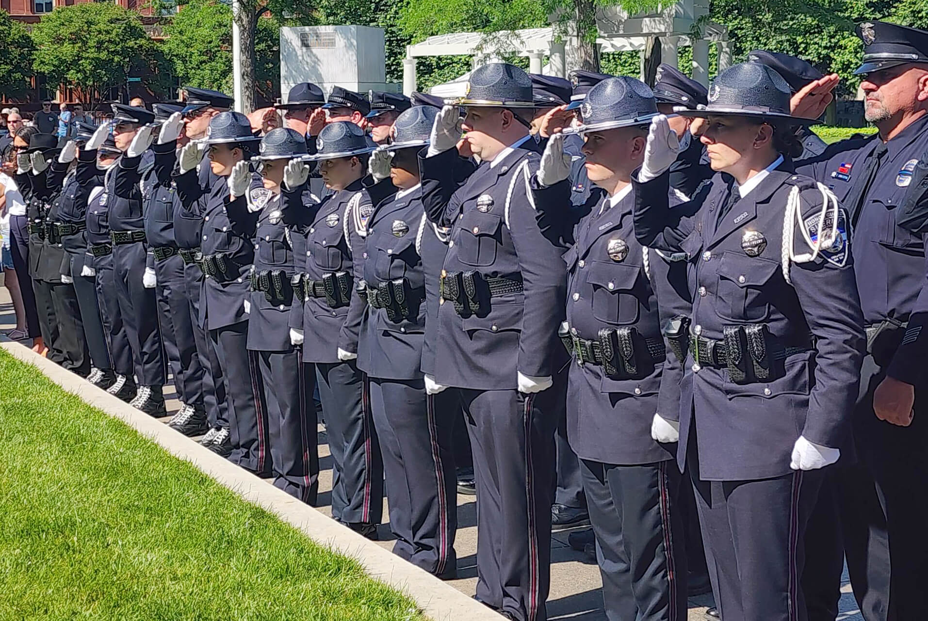 2023 Roll Call of Heroes ceremony officers salute